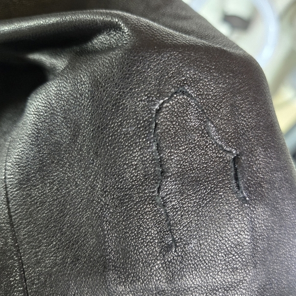 Vince black leather wool minimalist coat jacket - Picture 11 of 15